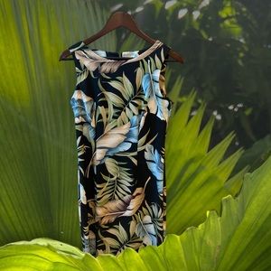 AGB sheath, tropical print, fitted, sleeveless, back zip, size 6